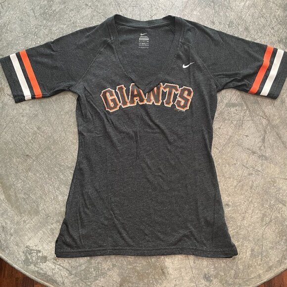 Nike San Francisco Giants Baseball Tee Shirt Womens Small Charcoal Gray Orange - Picture 1 of 12